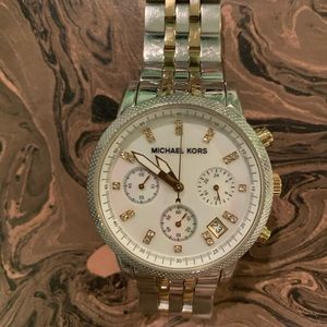 Michael Kors Silver Gold Pearl Face Watch